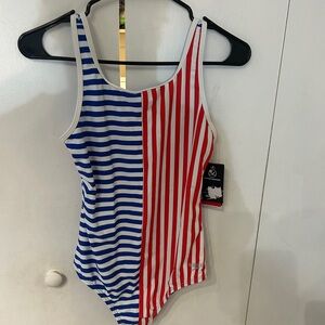Speedo Striped Red and Blue Swimsuit Youth